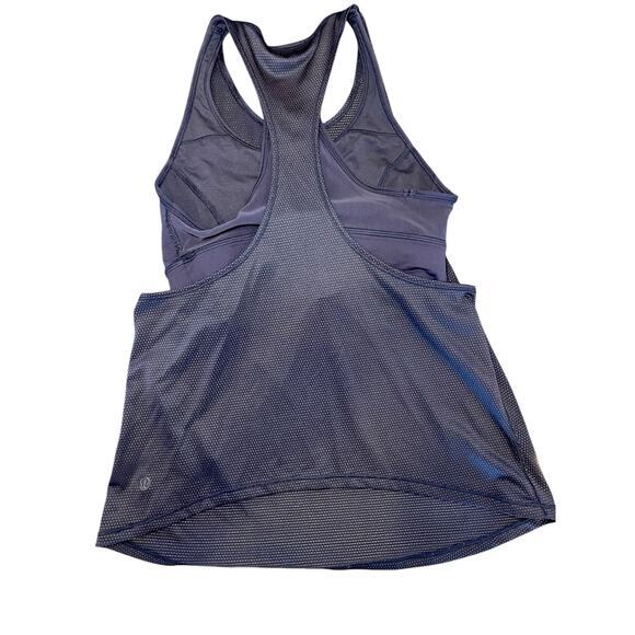 Lululemon Women 4 Pushing Limits Tank Midnight Navy Mesh Overlay Built in Bra - Picture 12 of 16